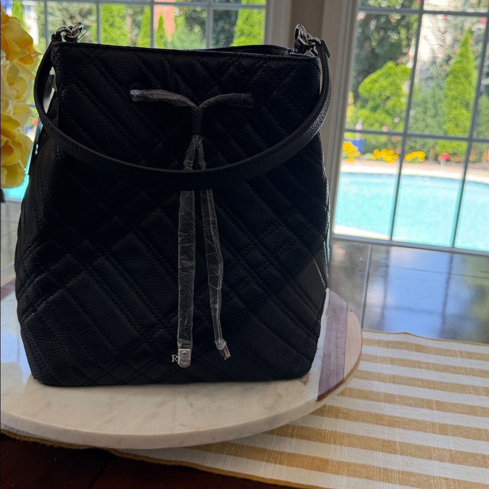 Ralph Lauren Black Quilted Drawstring Tote - Picture 8 of 10